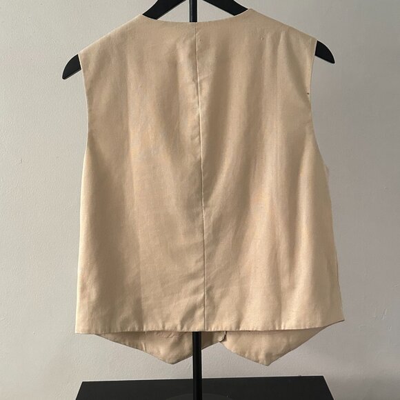 Le Lis Collection Linen Blend Button-Front Vest – Size S (Beige) - Picture 5 of 7